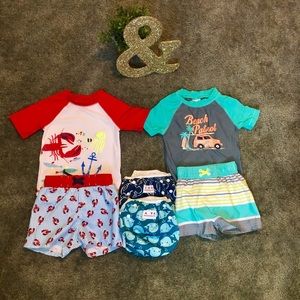 Boys swim sets and reusable swim diapers
